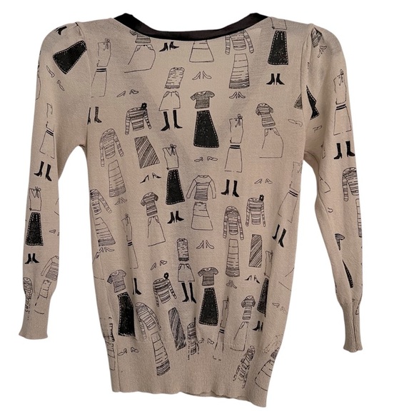 Oliver Perry Knit Cardigan with Dress and Shoe Design Artwork Sketches Size XS - Picture 3 of 3
